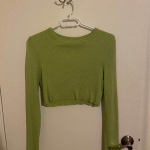 Pull & Bear Green Crop Long Sleeve